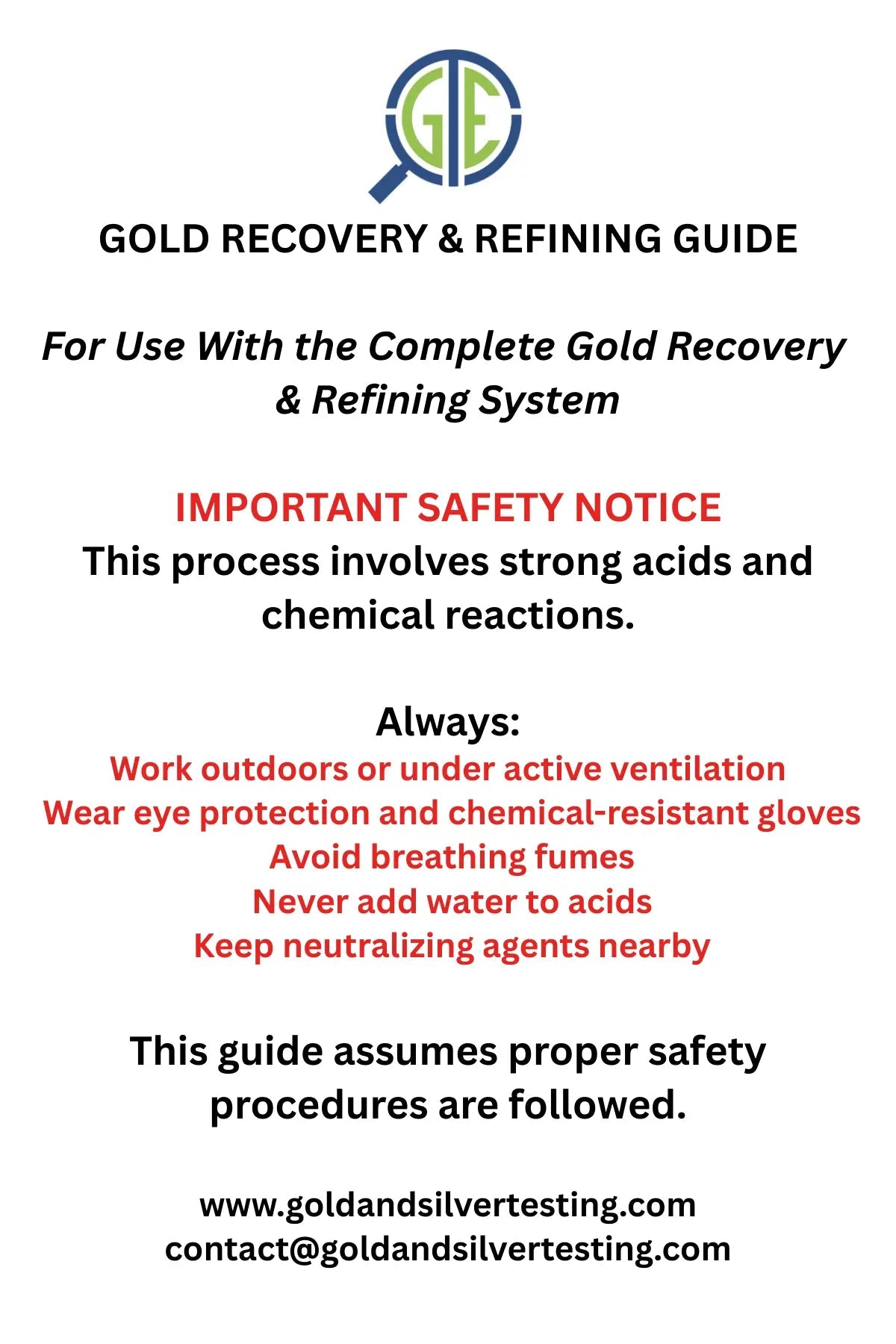 Complete Gold Recovery & Refining System – Beginner Chemical Refining Kit