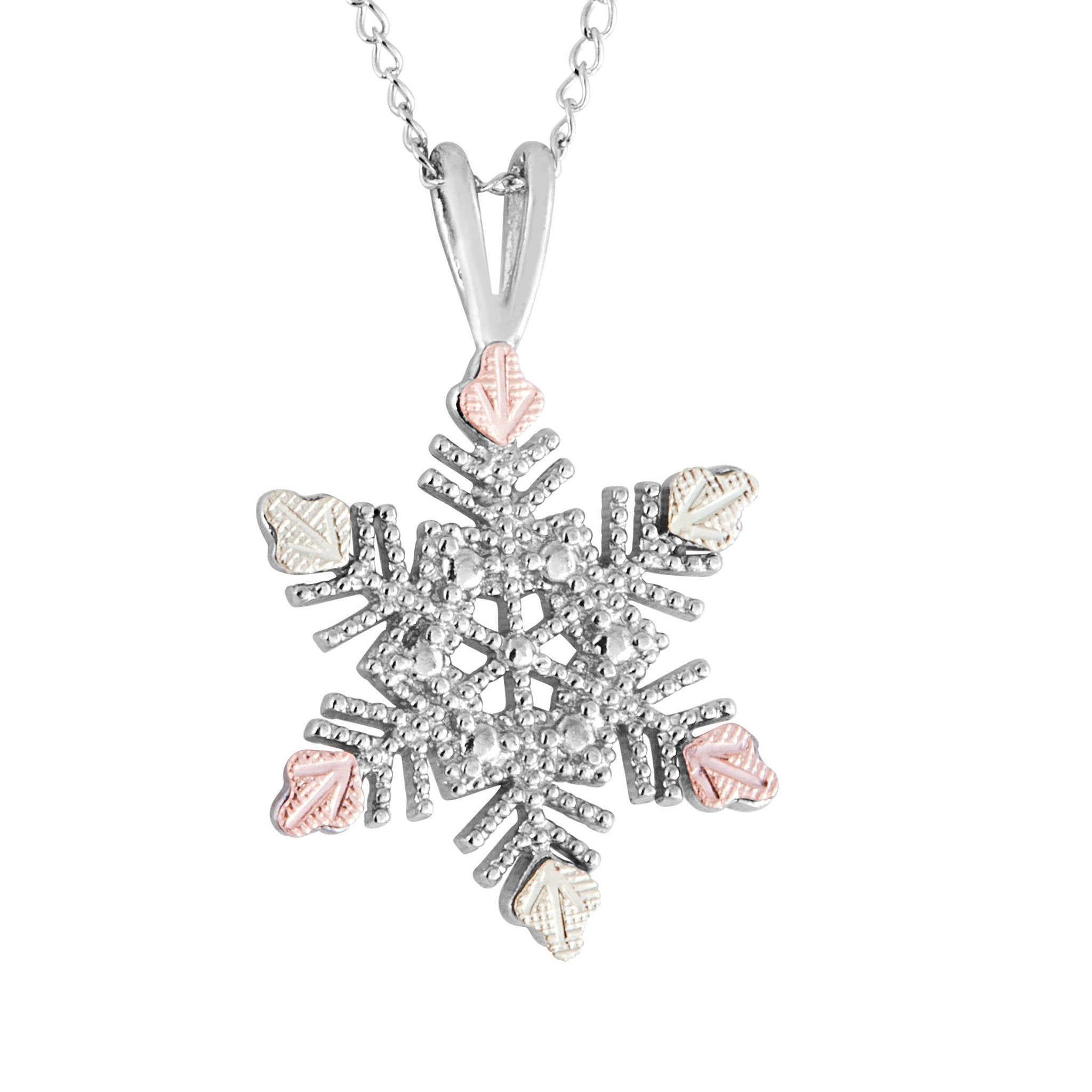 Snowflake - Sterling Silver Black Hills Gold Pendant