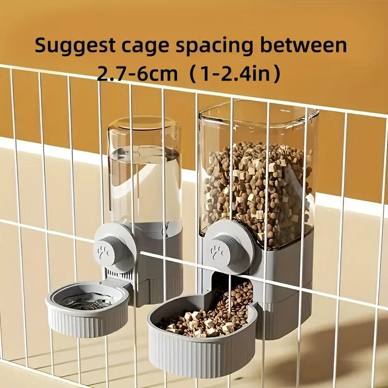 Automatic Hanging Gravity Pet Feeder & Water Dispenser with Container Bowl for Cage - Cat & Small Pets