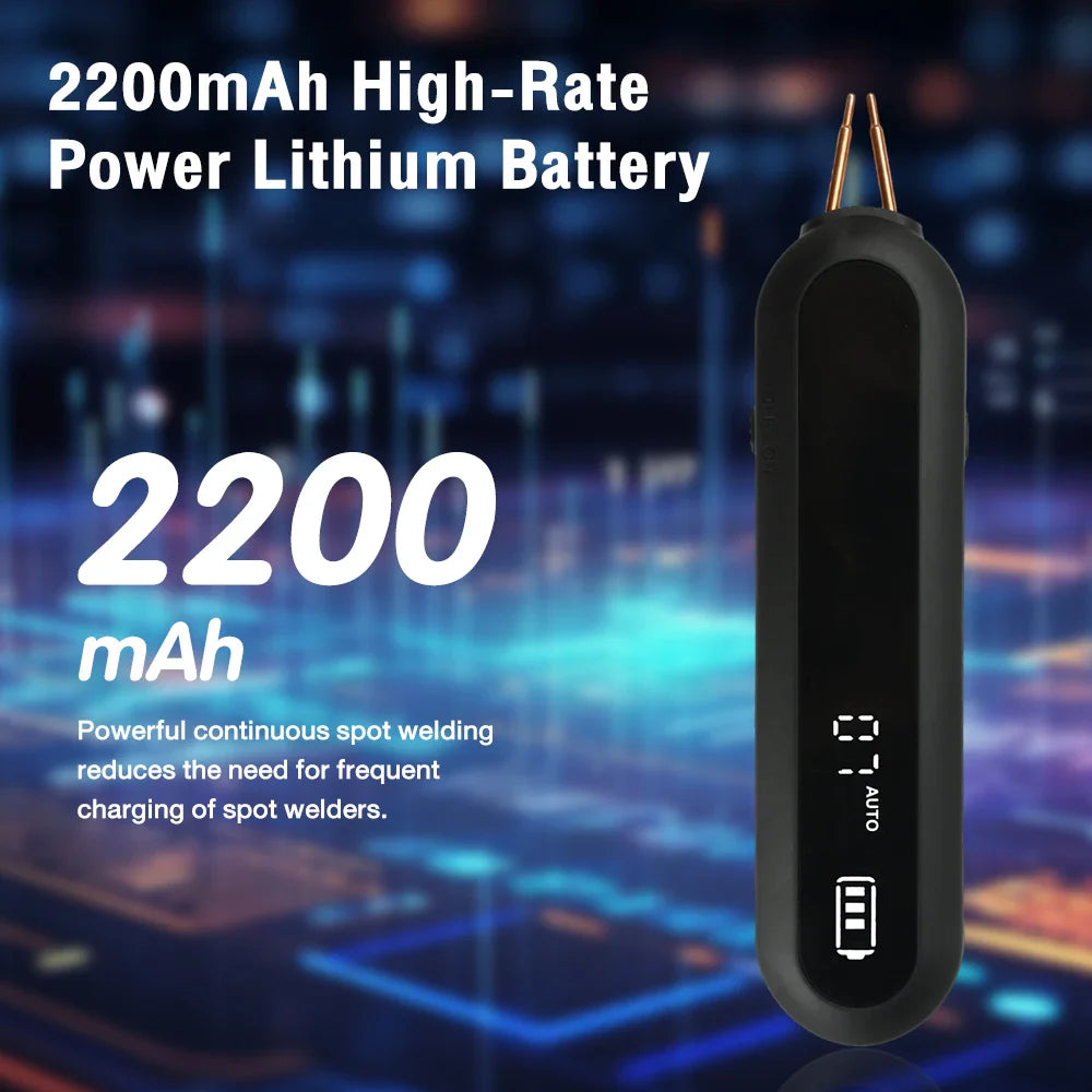 Handheld Portable Spot Welder Kit – 12 Power Levels, Built-In 2200mAh Battery, LED Work Light, Type-C Charging & Nickel Strips