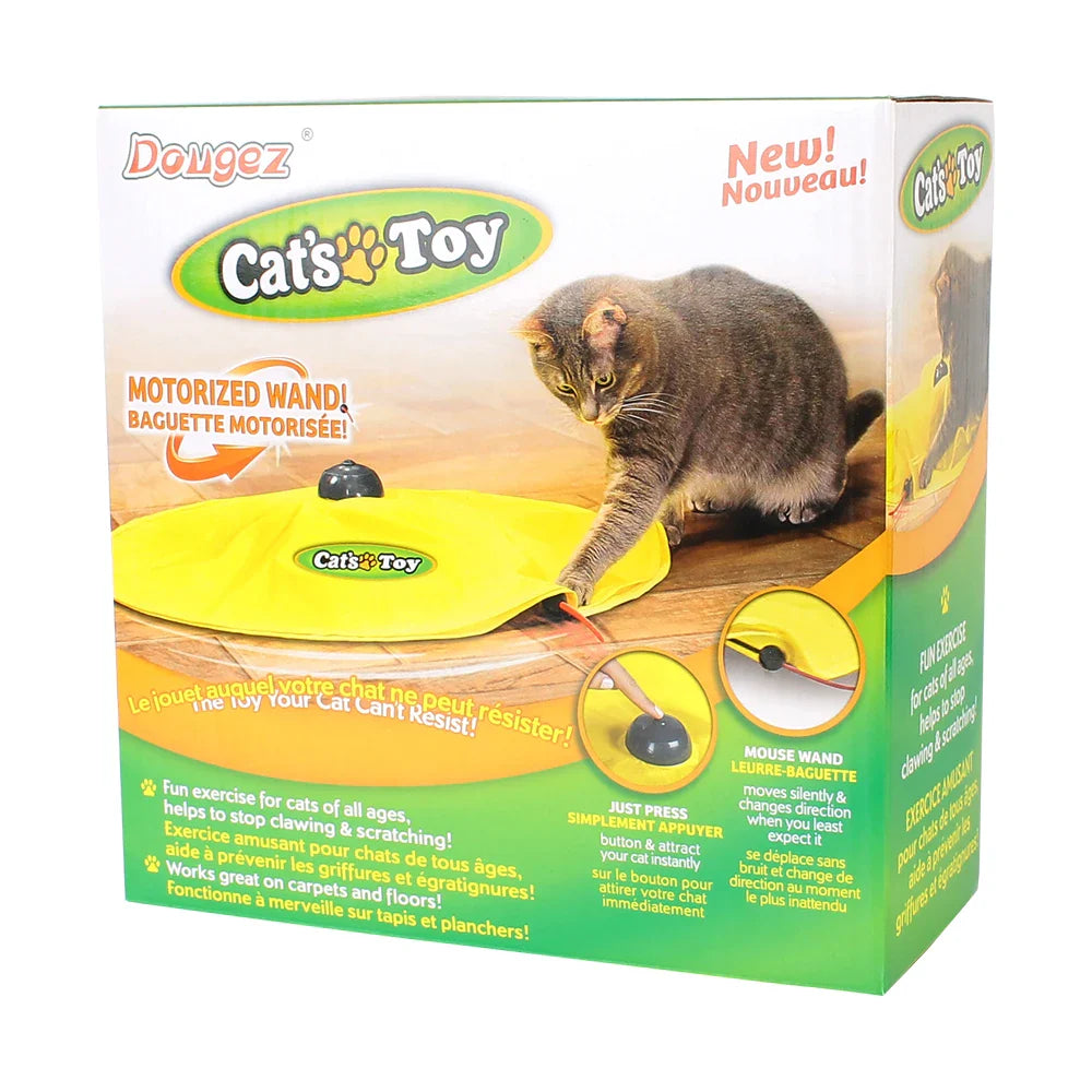Interactive Automatic Cat Toy – Fabric Undercover Mouse with Moving Feather, 4-Speed Electric Play Plate for Cats