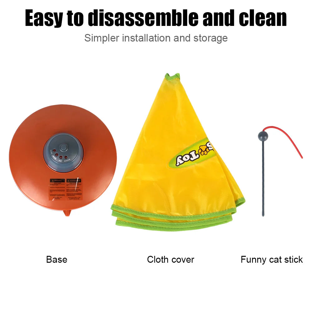Interactive Automatic Cat Toy – Fabric Undercover Mouse with Moving Feather, 4-Speed Electric Play Plate for Cats