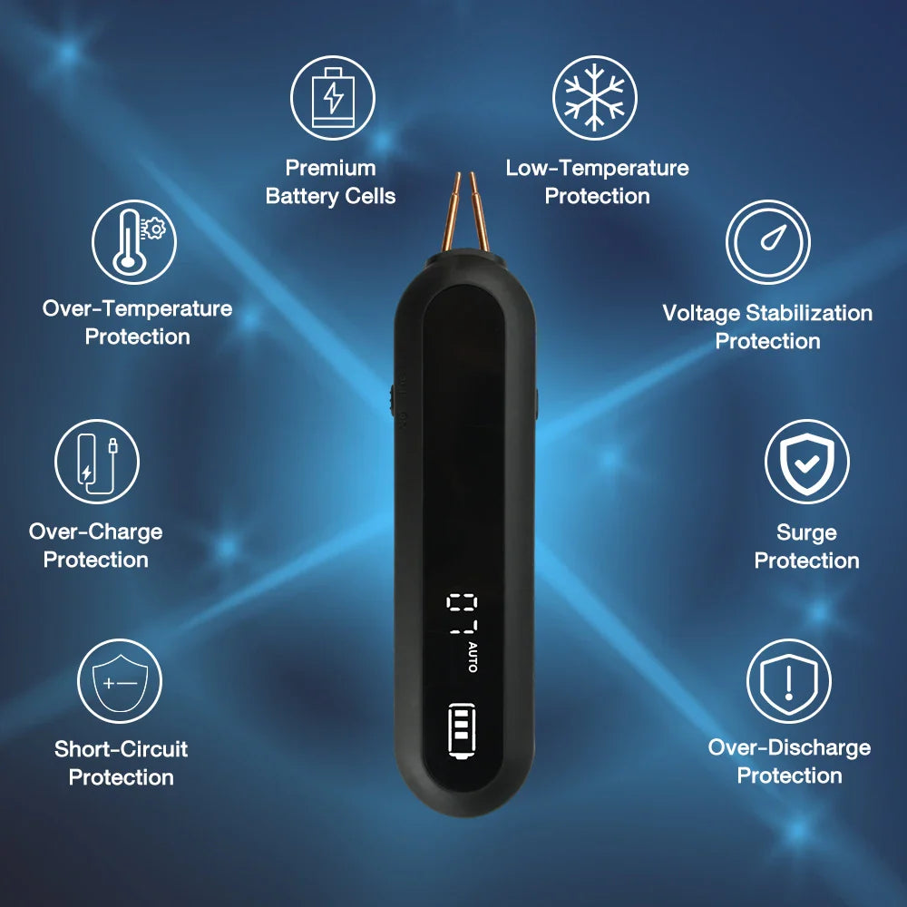 Handheld Portable Spot Welder Kit – 12 Power Levels, Built-In 2200mAh Battery, LED Work Light, Type-C Charging & Nickel Strips