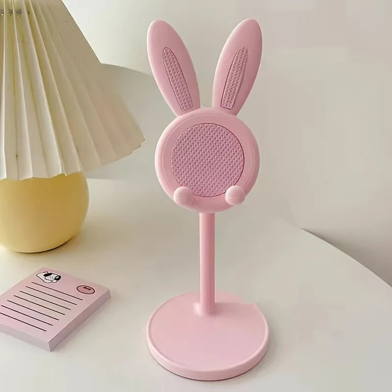Cute Cartoon Bunny Adjustable Desktop Phone and Tablet Stand, Universal Smartphone Holder