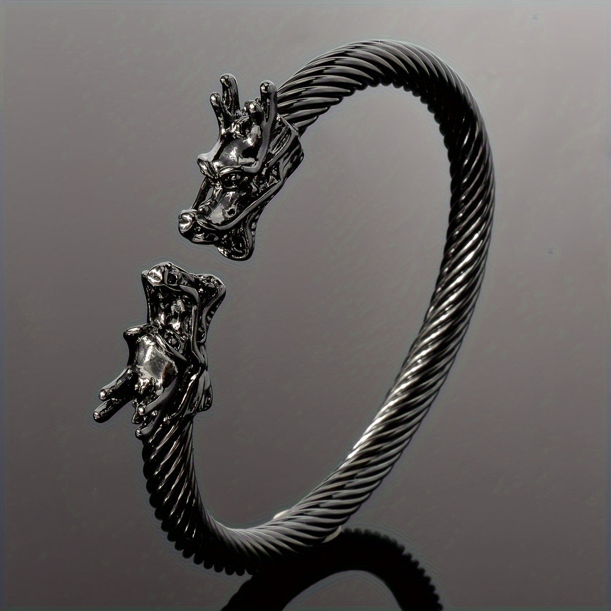 Double Dragon Copper Bracelet – Rock & Hip-Hop Style, Unisex